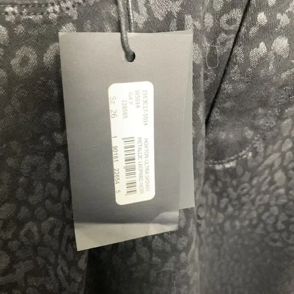 PAIGE Jeans Womens 26 HOXTON Ultra Skinny Denim Leopard Black High Rise NEW - Picture 6 of 7